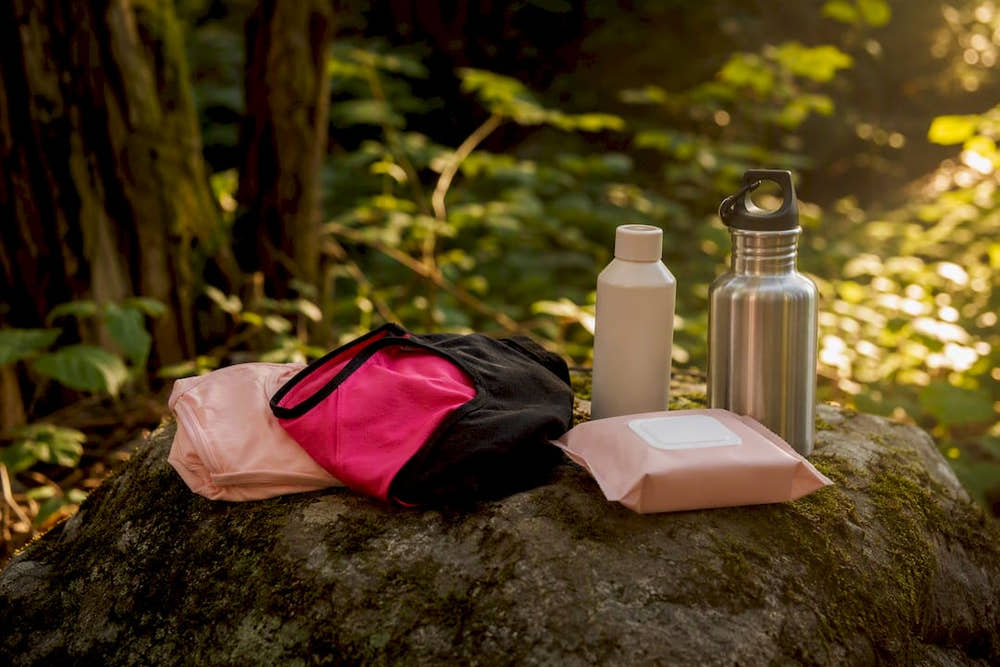 Period care kit packed for backpacking