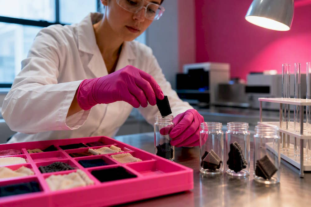 Textile swatches prepared for PFAS laboratory testing