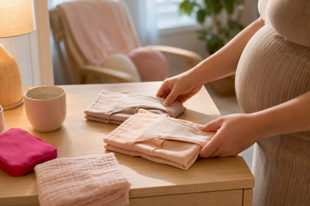 Two maternity underwear pairs prepared for discharge