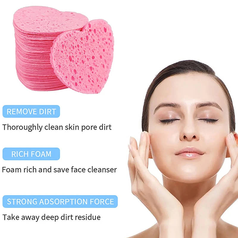 Heart Natural Wood Pulp Makeup Remover Sponge - SweeTee Beauty leak-proof panties