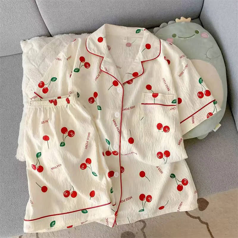 Pretty in Cherries pajama set with cherry print